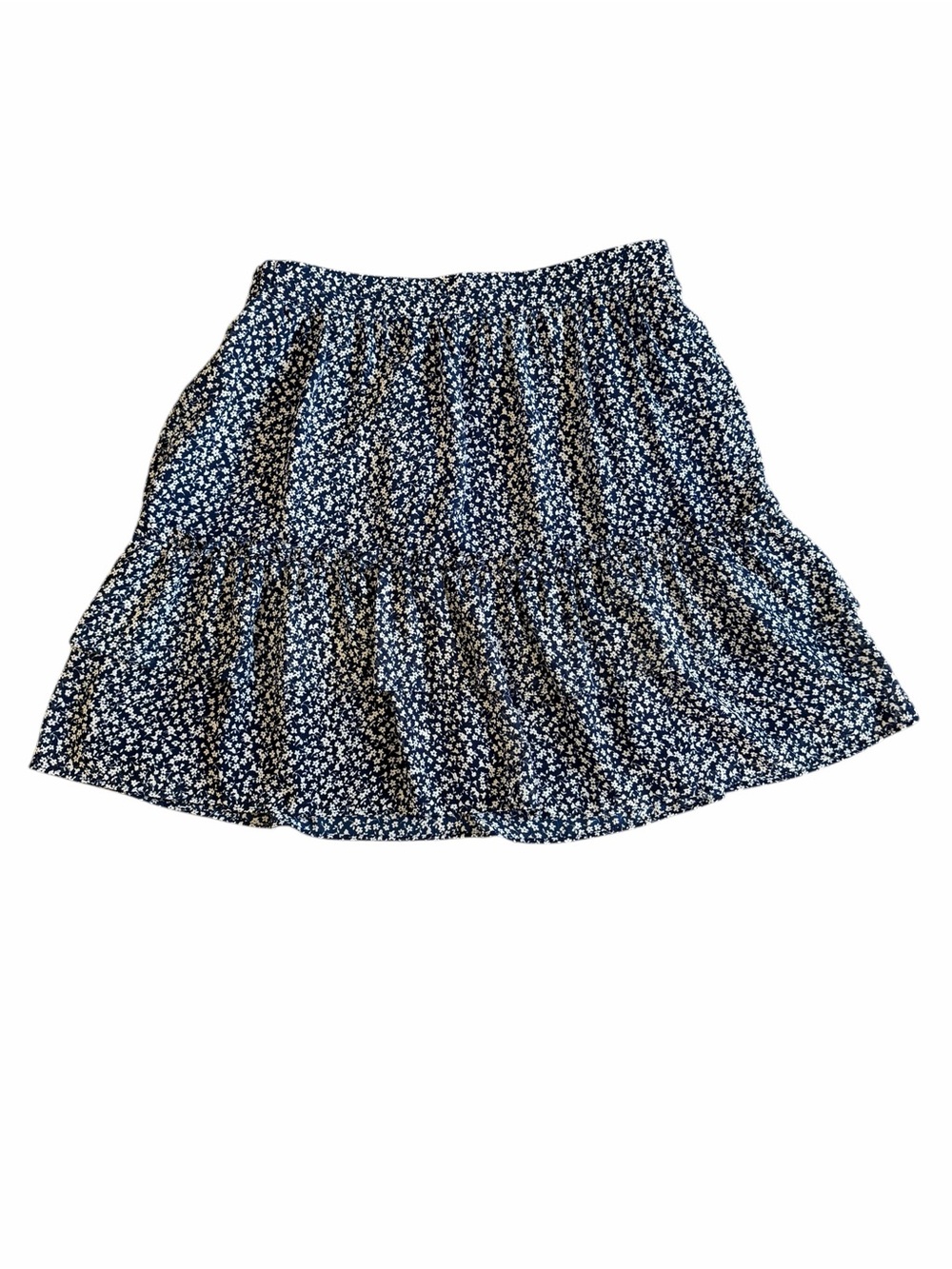 J.Crew Navy Floral Tiered Mini Skirt | Size Small | Lined Elastic Waist Preppy C